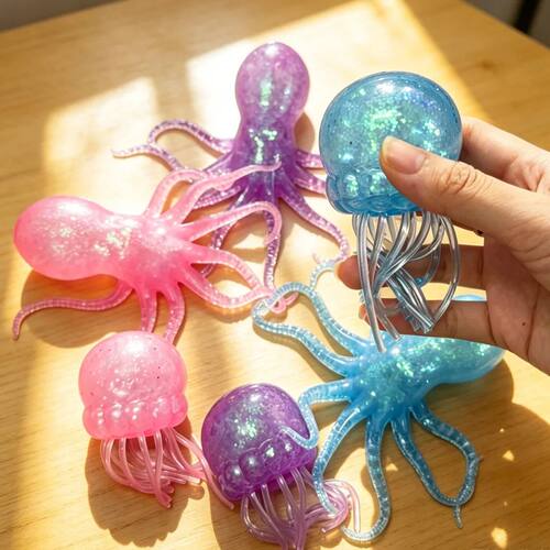 Realistic Giant Octopus Squishy Stress Ball with Bamboo Stea