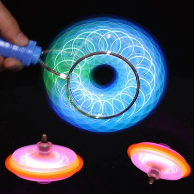 Led Magic Magnetic Orbit Spinning Top Toy Creative Hand Cran