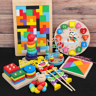 Kids Montessori Wooden Toys Rainbow Blocks Kid Learning Toy