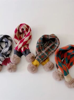deer jonmi New Winter Style Children Plaid Knitted Scarves P