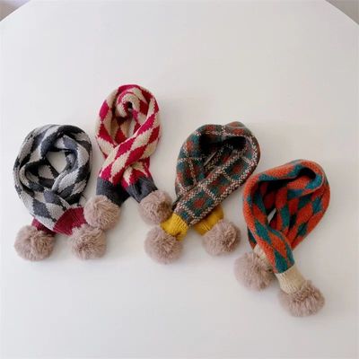 deer jonmi New Winter Style Children Plaid Knitted Scarves P