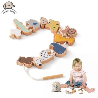 Baby Animal Threading Toys Wooden Stacking Toys Blocks Board