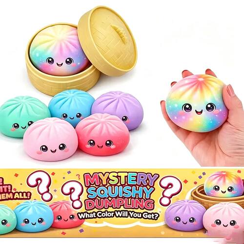 Cute Cartoon Bun Squishy Toy With Mini Bamboo Steamer Box Sl