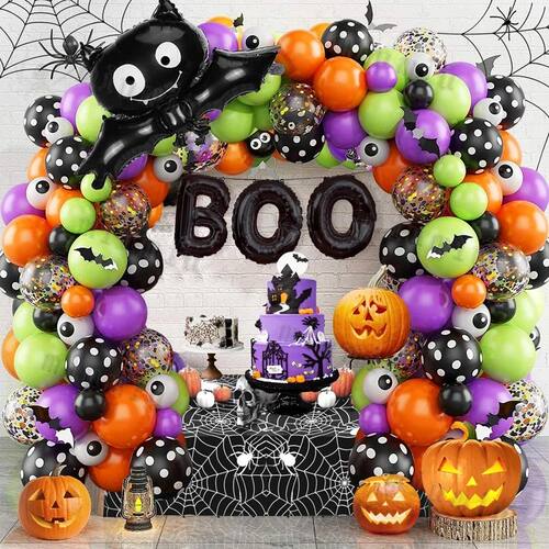 Halloween Bat Balloon Garland Arch Kit Black Orange Ballon 3