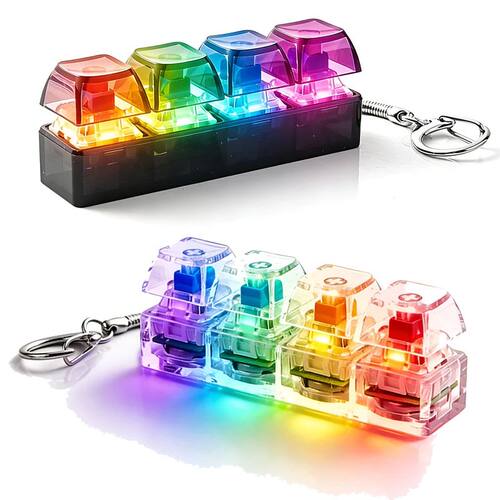 4-Button Fingertip Keyboard Keychain RGB Keyboard Fidget Toy
