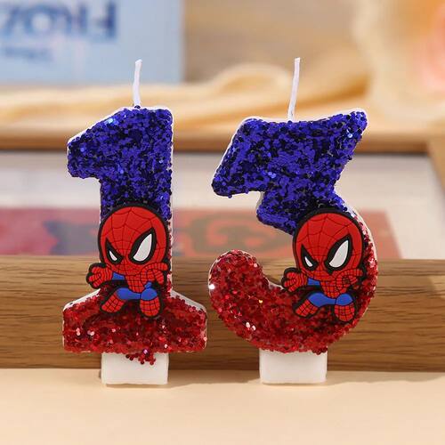 1pc 0-9 Digital Flash Superhero Spider Man Cake Candle Child