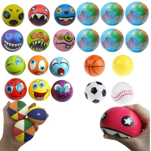 12PCS E Soft Balls Toy Beach Sponge Stress Ball Squeeze Smil