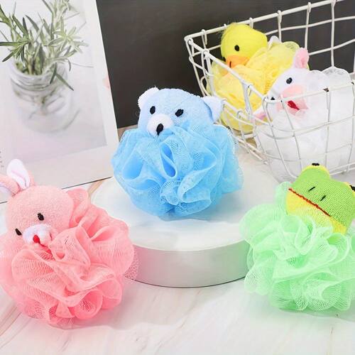 Bath Sponges Animal Kids Loofah Bath Pouf Mesh Animal Toy Ba