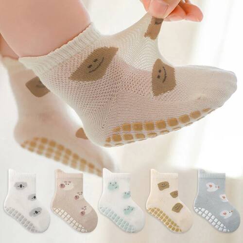 5 Pairs Childrens Non-Slip Socks Cute Cartoon Pattern Kids B