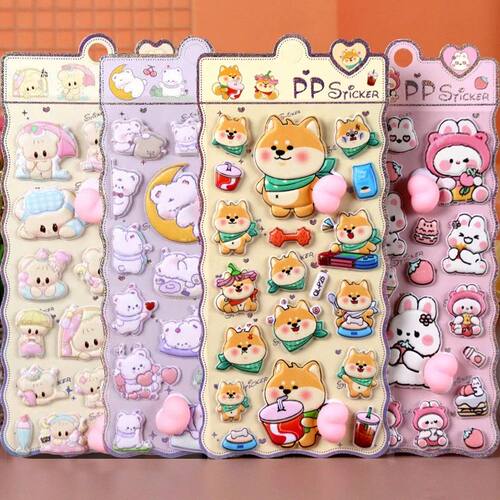 1Pc Cute Soft 3D PP Stress Relief Cartoon Stickers Rabbit Be