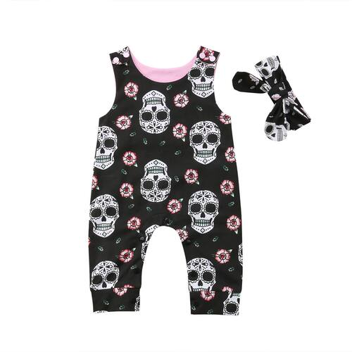 Citgeett Halloween Newborn Skull Floral Baby Boys Girls Romp