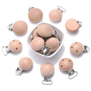 10Pcs Metal Wooden Dummy Nipples Holder Food Grade Chewable