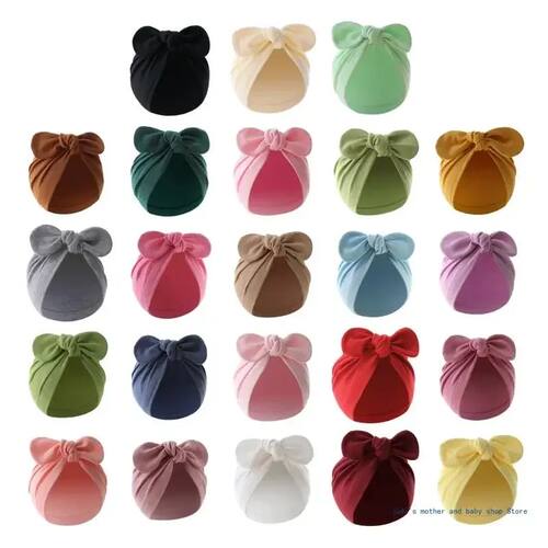 Baby Bowknot Beanie Hat Large Bow Turban Hat for Newborn Boy