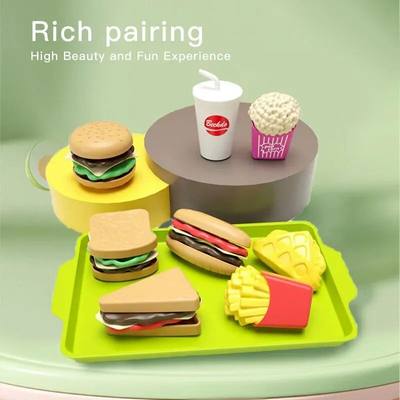 9 PCS Set Detachable Plastic Snack Hamburger Pretend Toy Kid