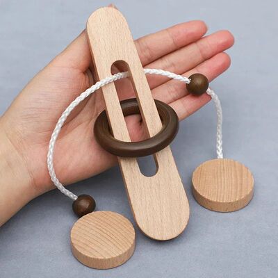 Wooden Ring Unlocking Game,Magic Ring Escape Classic Puzzle