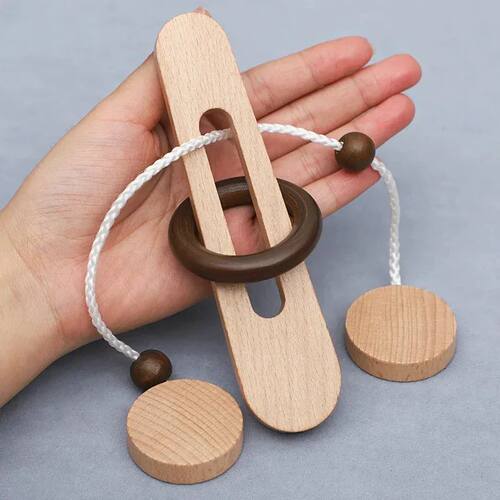 Wooden Ring Unlocking Game,Magic Ring Escape Classic Puzzle