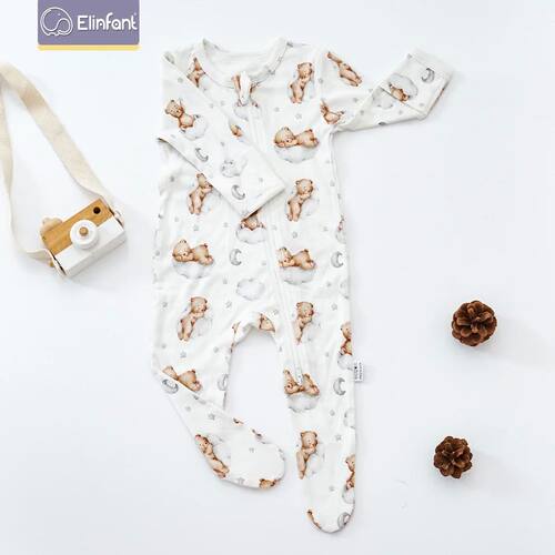 Elinfant Coverall Bamboo Cotton Baby Pajamas Long Design Inf