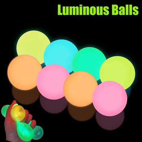 Luminous Balls High Bounce Glowing Ball Sticky Wall Home Par