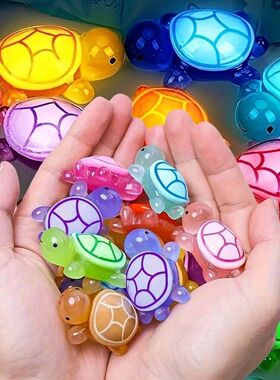 100Pcs Glow-In-The-Dark 3D Turtle Figurines - Colorful, Tran