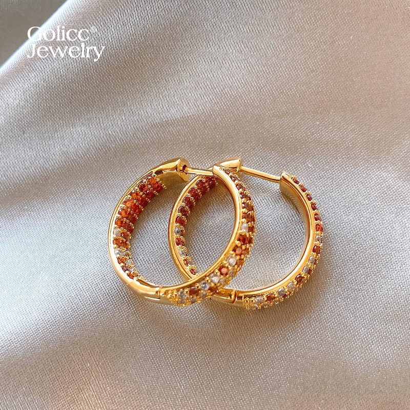 古里雅金色满钻圈圈耳环高级感