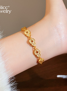 古里雅金色微镶葫芦手链高级感