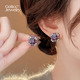 紫色方形水晶耳钉女精致小巧耳环睡觉免摘2026新款 爆款 高级感耳饰