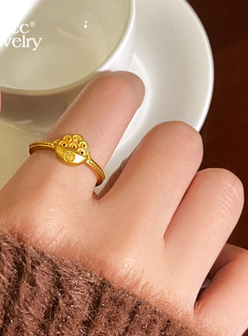 古里雅沙金福字元宝戒指高级感