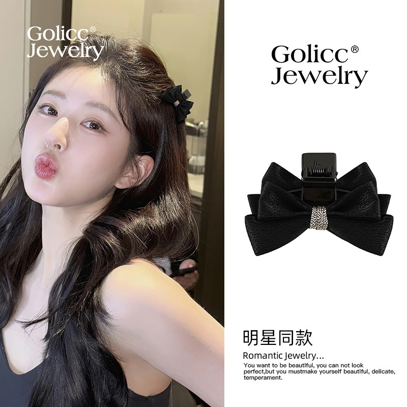 古里雅缎面蝴蝶结小抓夹高级感