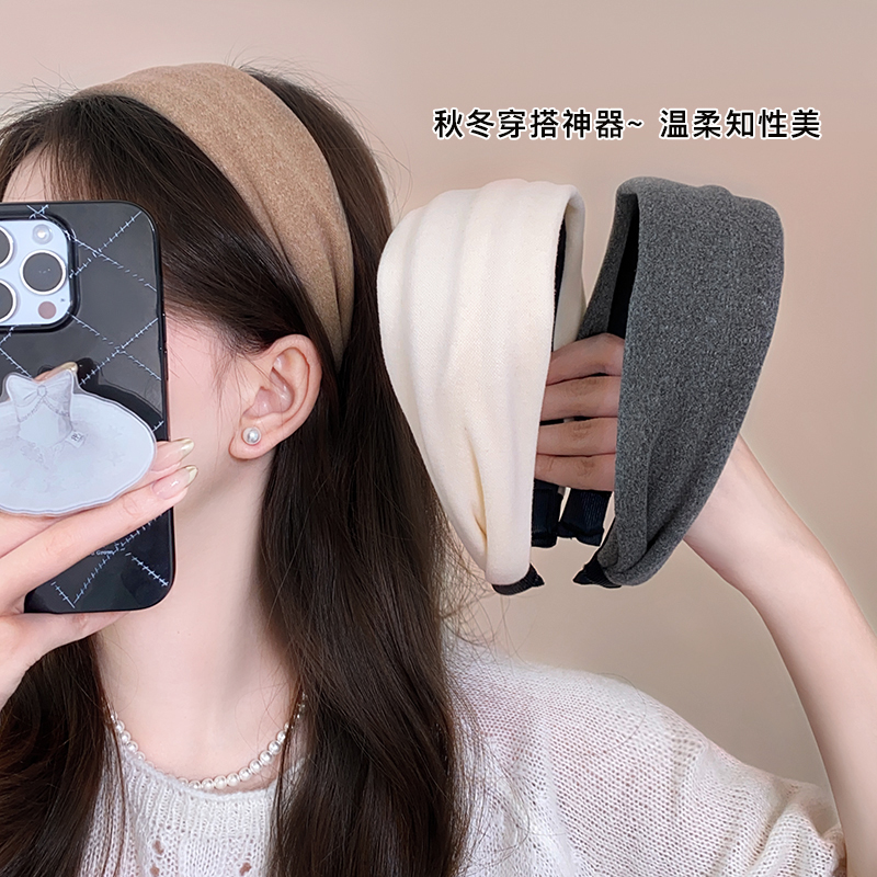 古里雅宽边磨毛高颅顶发箍高级感