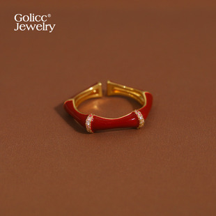 红色竹节开口戒指女轻奢高级感尾戒可调节尾小众设计巨好看的指环