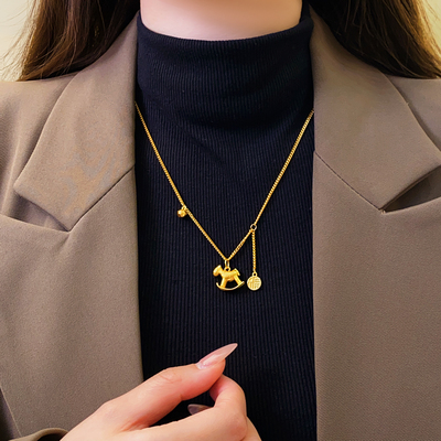 古里雅马上有钱沙金小马项链