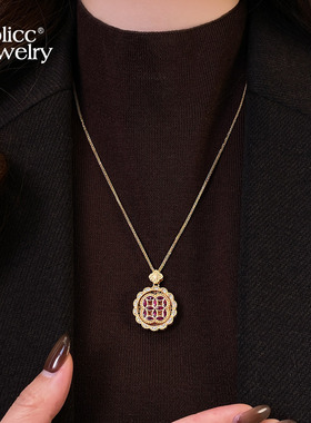 金色钱币圆盘长款项链女毛衣链2025新款高级感轻奢小众秋冬配饰品