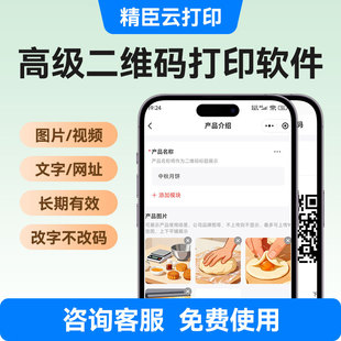 精臣【高级二维码】云打印系统二维码生成器手机电脑产品视频图片链接音频pdf录音文本网页二维码制作软件
