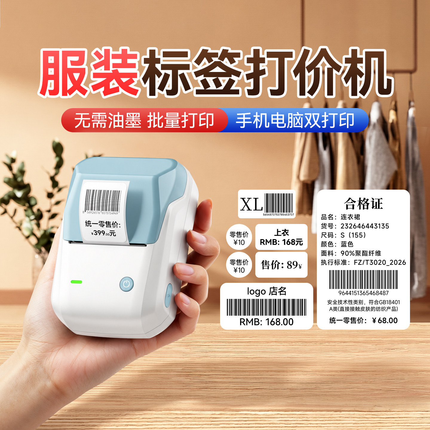 精臣手持服装吊牌价格标签打印机