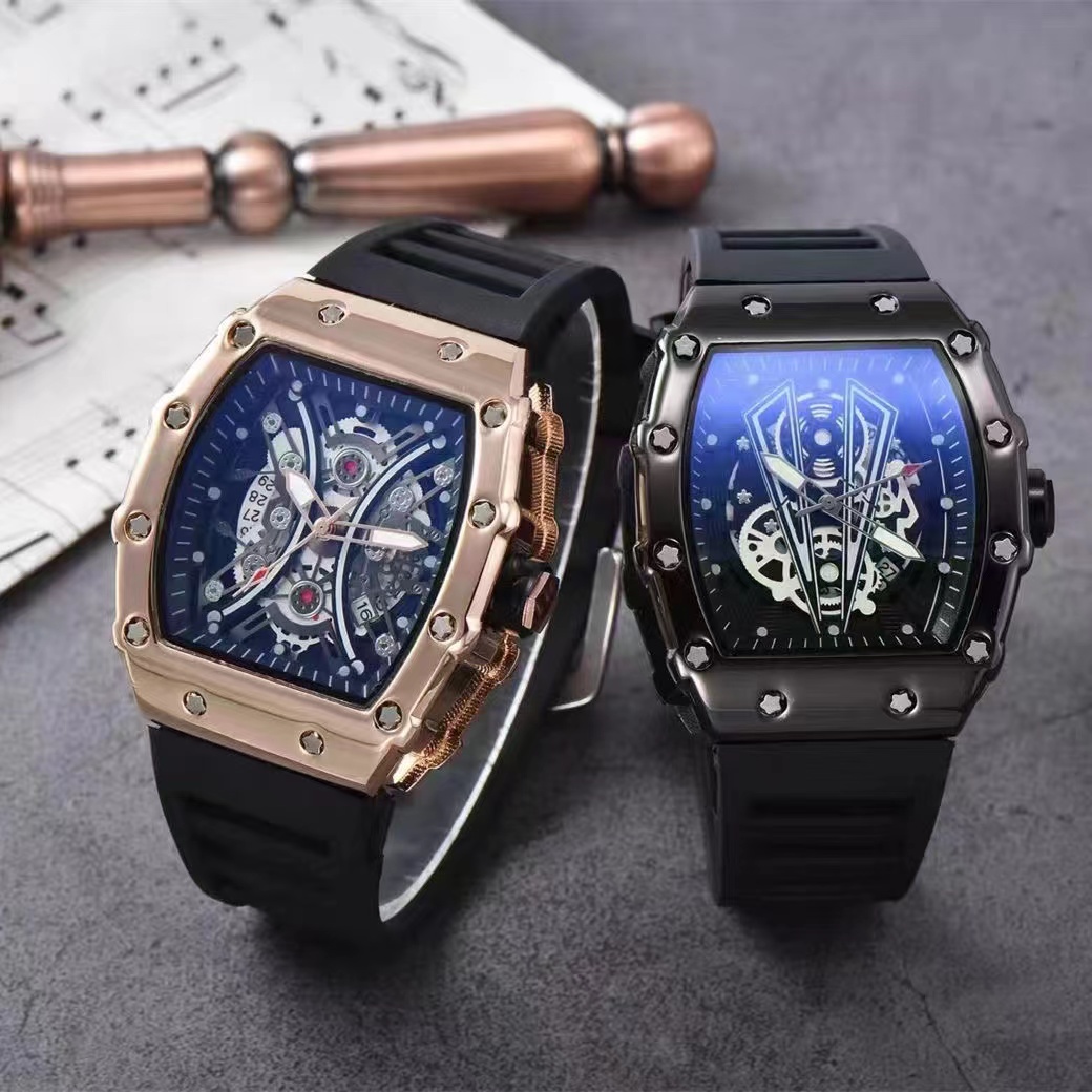 2025年新款理查德同款酒桶形手表男士全自动防水潮夜光运动方形