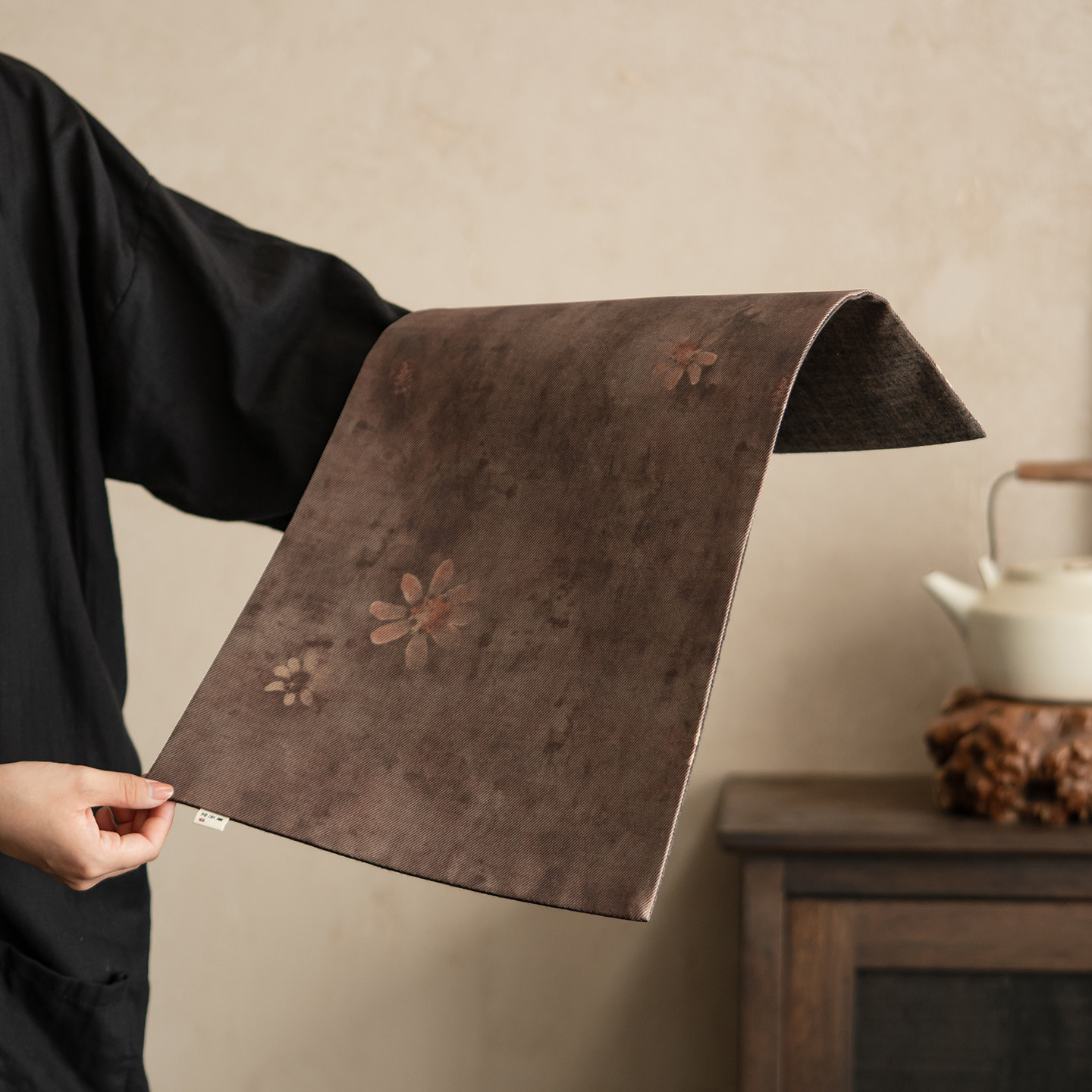 香云纱茶席双面柞蚕茶垫轻奢布艺隔热茶道古朴桌旗覆古