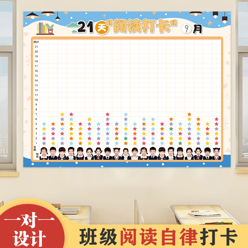 21天班级阅读打卡墙贴图书角布置