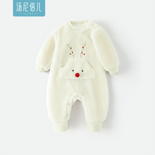 汤尼倍儿婴儿连体衣冬季加绒保暖
