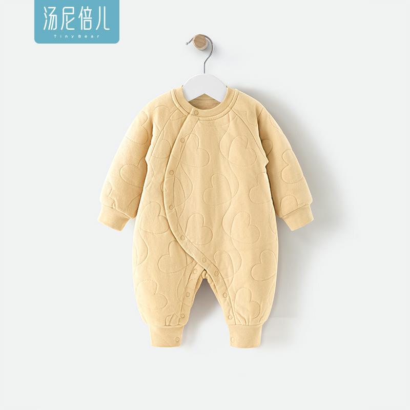 汤尼倍儿新生儿连体衣冬季宝宝夹棉哈衣爬服保暖棉服婴儿加厚衣服