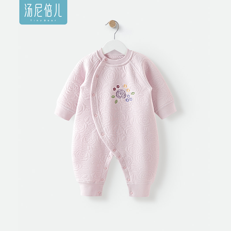 汤尼倍儿女宝宝夹棉连体衣秋冬装