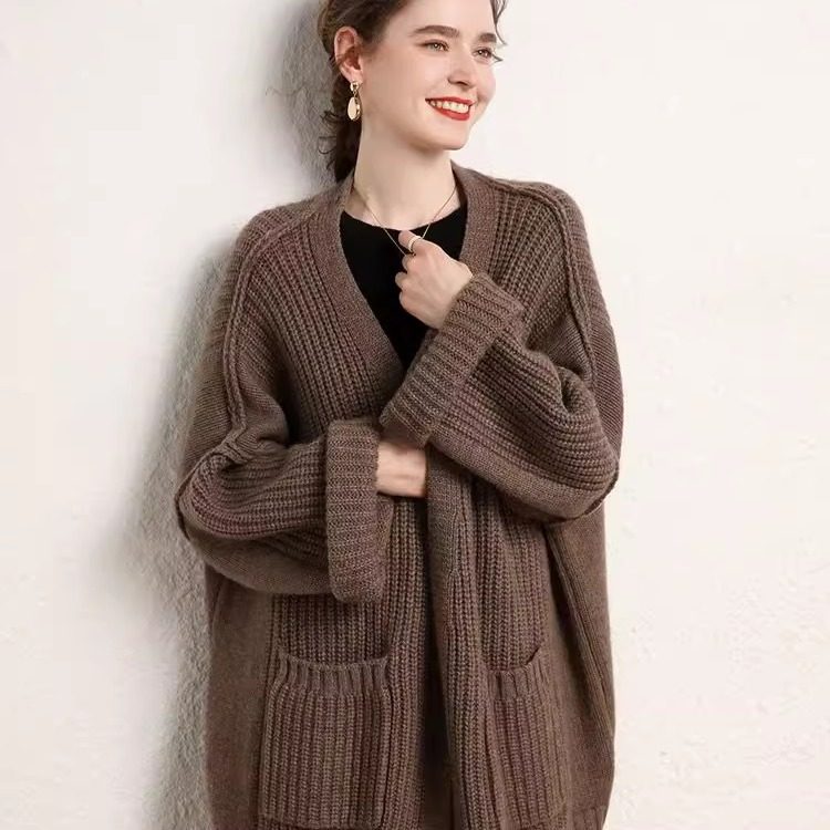 万能穿搭！baby小山羊绒针织开衫女25秋冬加厚中长款毛衣宽松外套,女装/女士精品,羊绒衫,淘宝优惠券,粉丝福利购,淘宝优惠卷