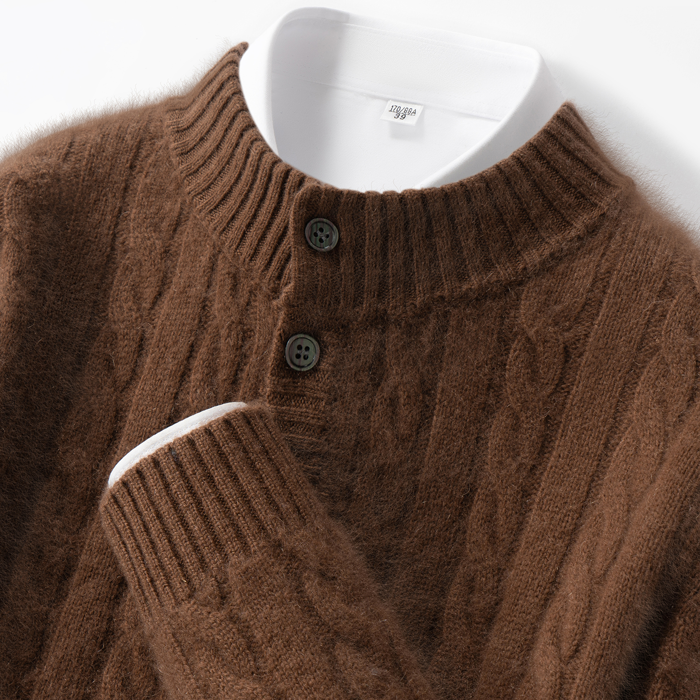 加厚保暖麻花半高领男士针织开衫