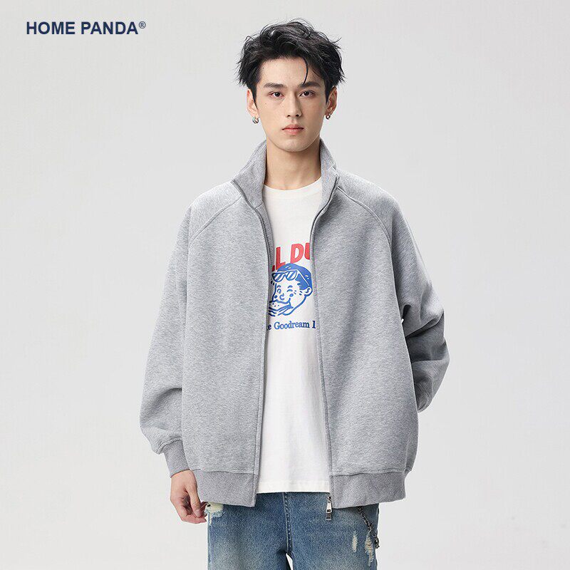 HomePanda重磅立领纯色开衫
