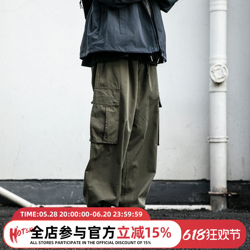 男春季伞兵裤潮牌宽松小脚裤工装裤子直筒抽绳百搭束脚休闲长裤子
