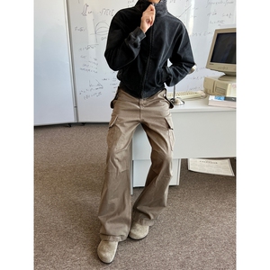 VLABMADE 美拉德系做旧沙色宽松直筒口袋工装裤New Vintage Cargo