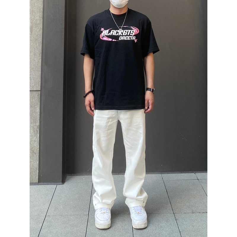 98SQUID 日系白色牛仔裤男女2025新款复古街头vibe风宽松阔腿长裤