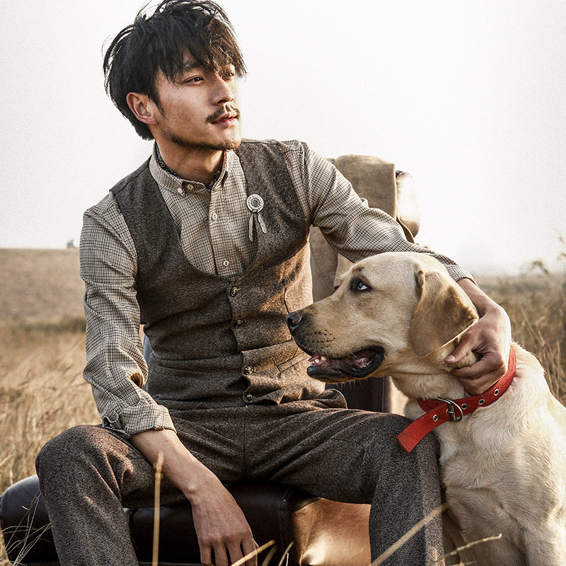 SOARIN复古英伦西装马甲男士 商务休闲西服背心修身小马夹坎肩潮