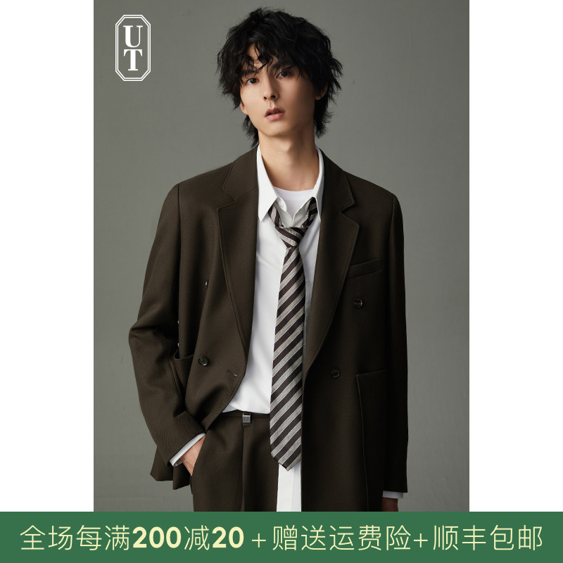 高级感黑色西装外套男士痞帅春秋季韩版潮流休闲小西服套装单西男