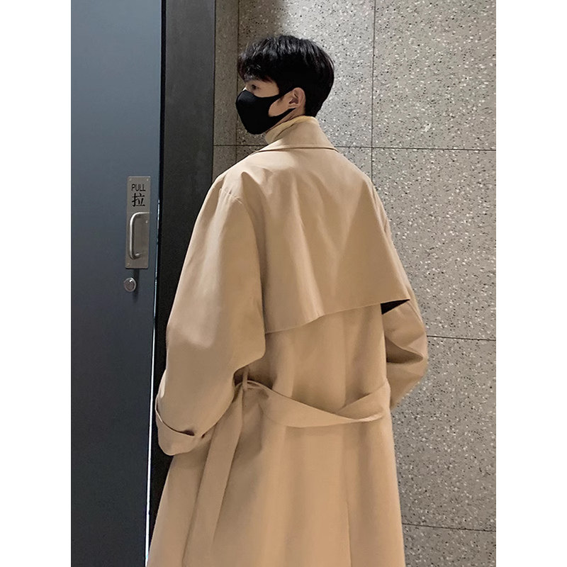 卡其色风衣外套男中长款2026春秋新款韩系潮牌休闲大衣高级感男装