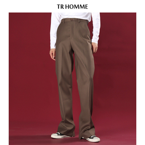 TR HOMME 纯色加长拖地裤男宽松小喇叭休闲裤垂感西裤男潮牌春秋